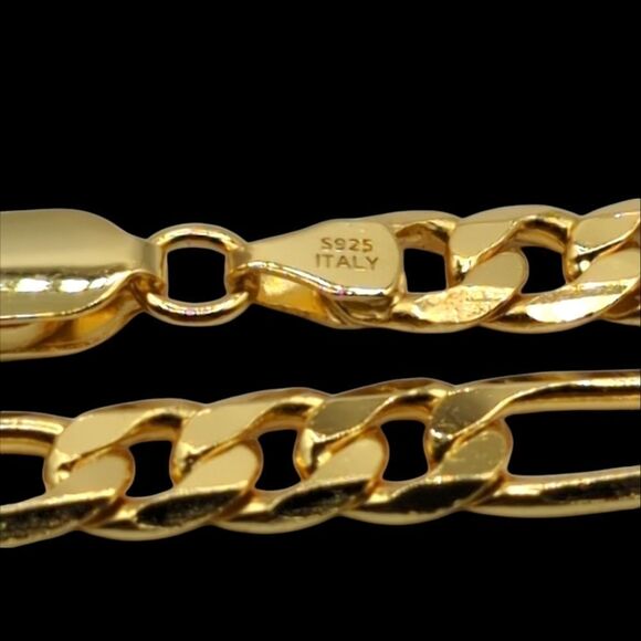 S925 14K Yellow Gold Finish over Solid 925 Sterling Silver 24"x 5mm Figa… - Picture 4 of 8